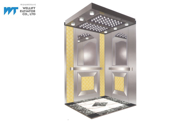 ลิฟต์กระจกสีทองตกแต่งห้องโดยสารประตูสูง 2100 / 2200MM สำหรับลิฟต์เชิงพาณิชย์