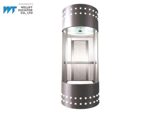 กระจกอาคารพาโนรามาลิฟท์ออกแบบรถหุ้มแผ่นเหล็กพ่นด้วยโคมไฟตกแต่ง